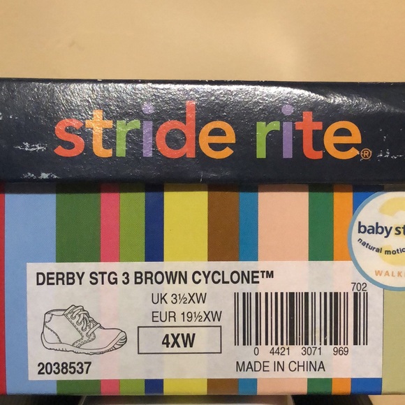 Stride Rite Baby Shoes Leather Derby Brown Cyclone Size 4XW - Picture 11 of 11